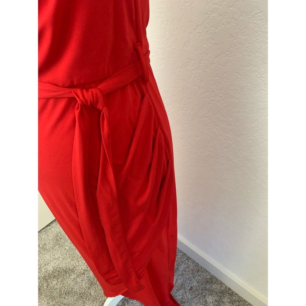 AX Paris Red Cowl Neck Maxi Dress With Slit - Picture 6 of 8